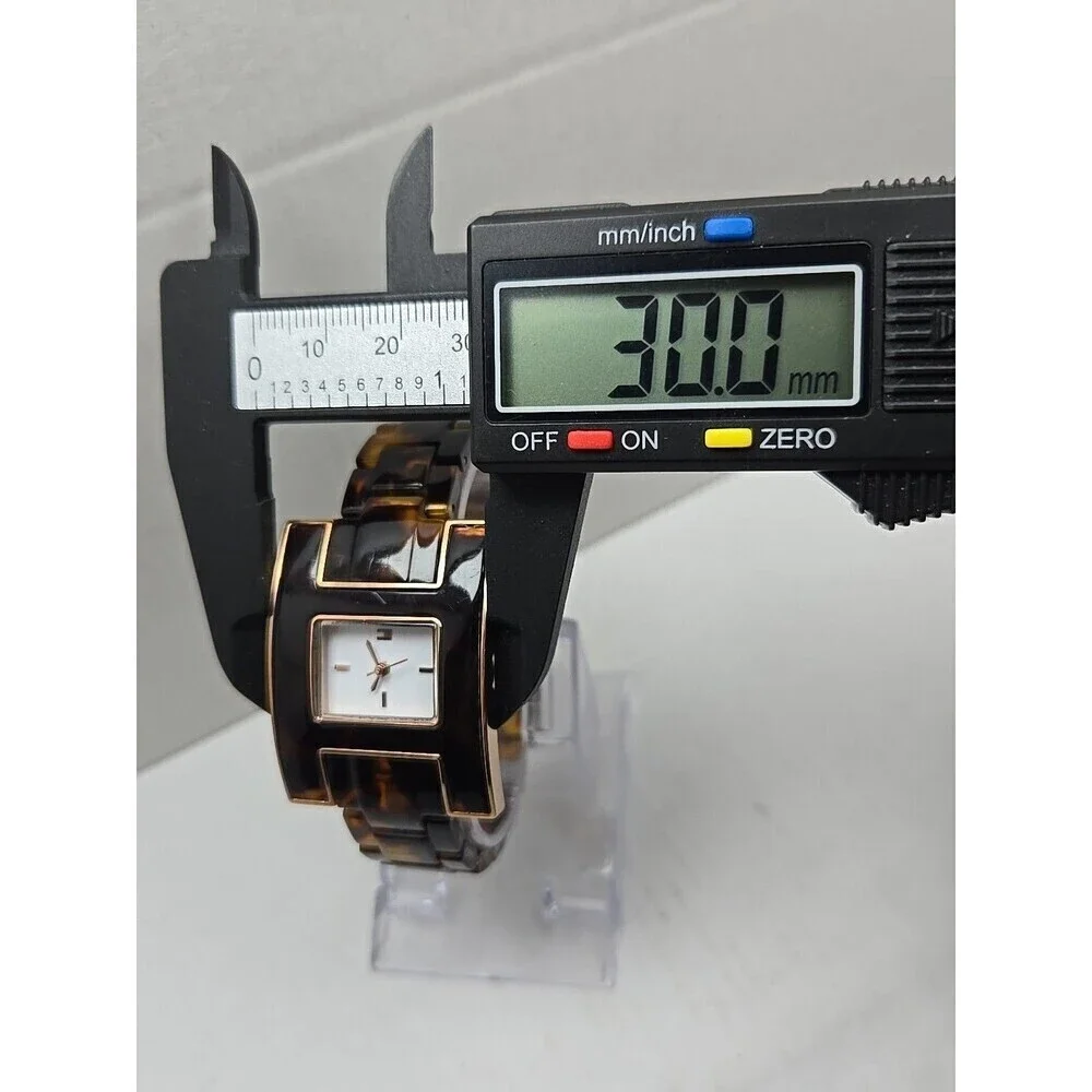 Tommy Hilfiger Womens Tortoise Shell Bracelet Watch Y2K Rose Gold New Battery